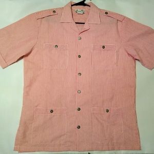 Vintage Men's Seersucker Large Tall Short Sleeve Shirt